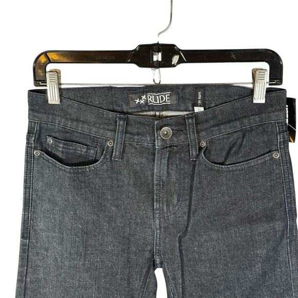RUDE Hot Topic NWOT Men's 26x32 Dark Indigo Blue Super Skinny Jeans Stretch - Picture 4 of 11